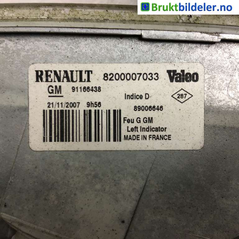 Blinklykt venstre til Opel Vivaro A 2001-2006  (OPEL|91166438|8200007033|)