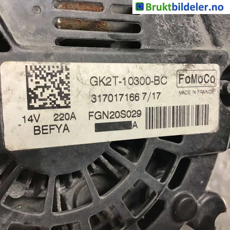 Dynamo til Ford Transit Custom 2013-2023 (Type I)  (FORD|GK2T-10300-BC|FGN20S029|)