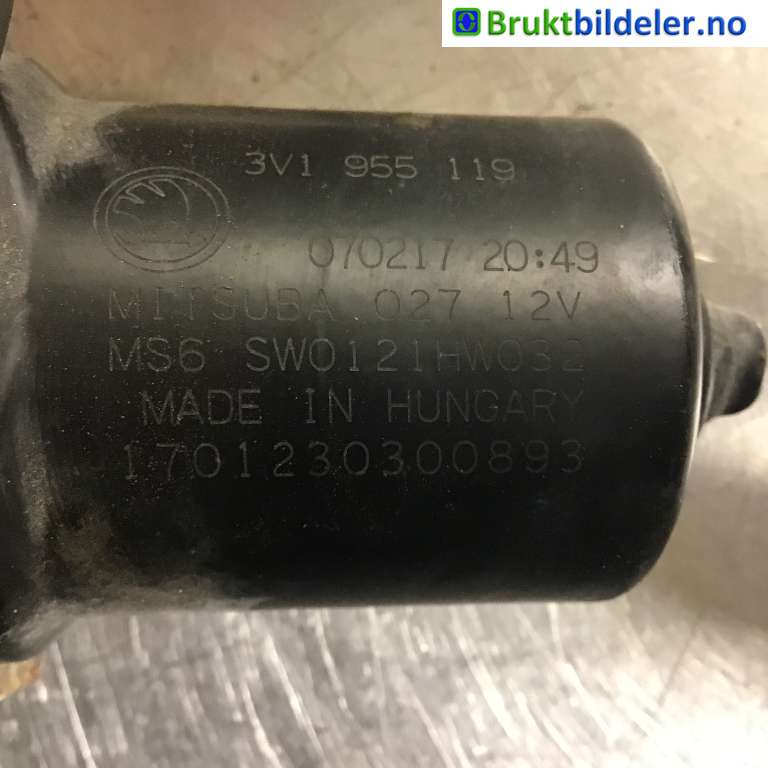 Viskermotor frontrute til Škoda Superb 2015-->> (Type III)  (SKODA|3V1 955 119|070217|)