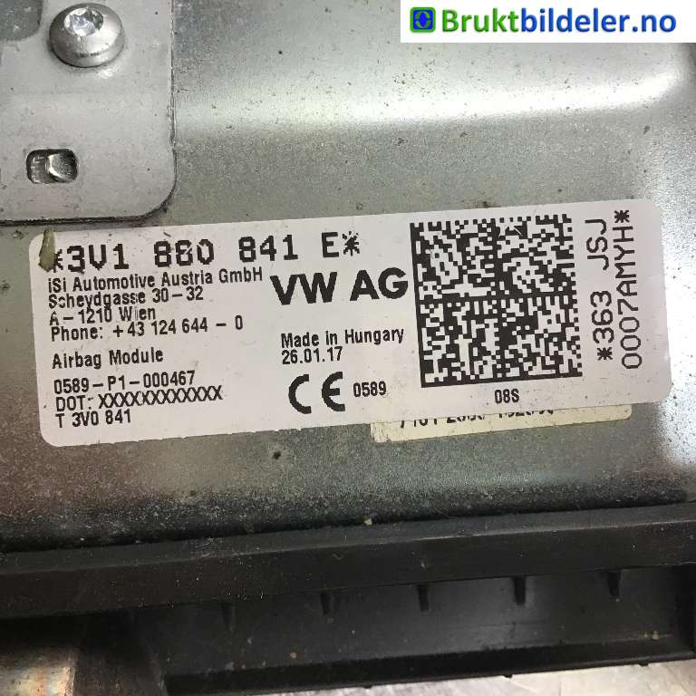 Airbag kne til Škoda Superb 2015-->> (Type III)  (SKODA|3V1 880 841 E|)