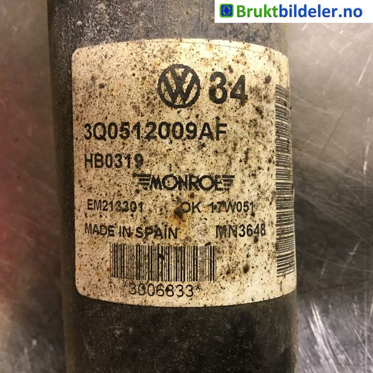 Støtdemper bak til Škoda Superb 2015-->> (Type III) (SKODA|3Q0 512 009 AF|EM213301|)