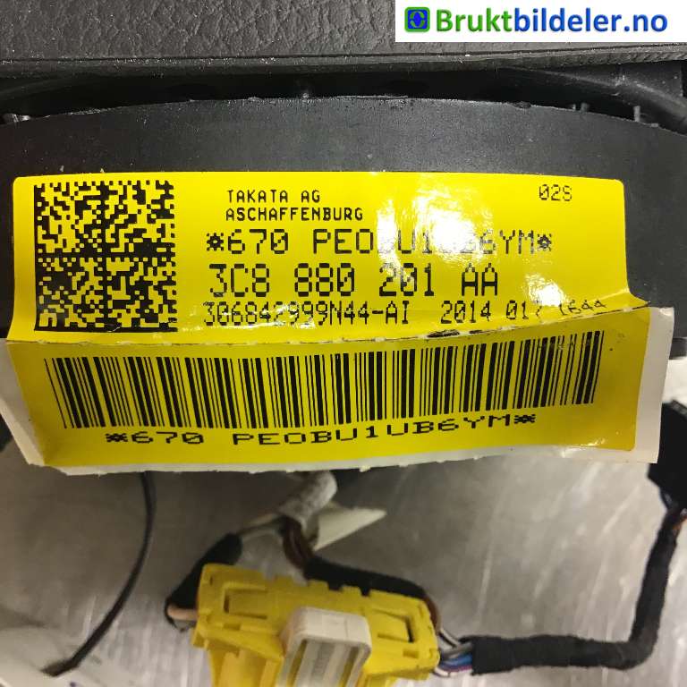 Airbag rattpute til VW Passat 2011-2015 (B7) (B7) (VOLKSWAGEN|3C8 880 201 AA|306842999N44-AI|)