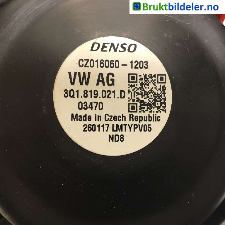 Varmeapparat motor til Škoda Superb 2015-->> (Type III)  (SKODA|3Q1 819 021 D|CZ016060-1203|)