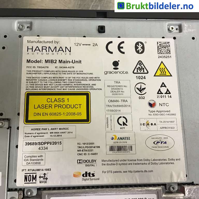 Bilstereo navigasjon spiller til Škoda Superb 2015-->> (Type III)  (SKODA|3V0 035 020 D|)