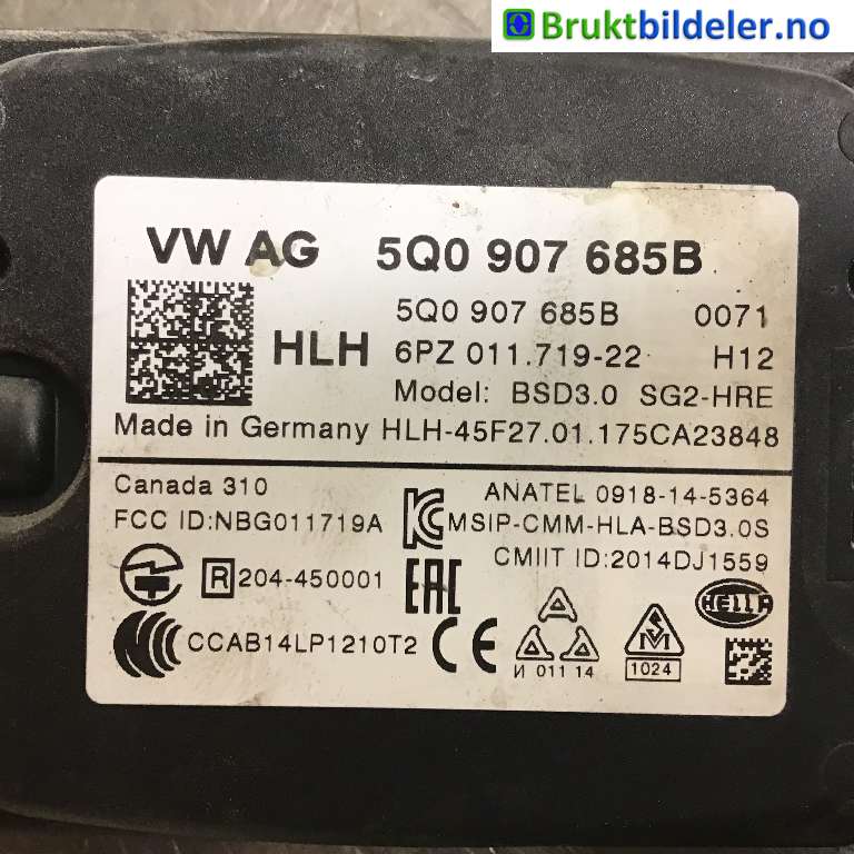 Sensor radar til Škoda Superb 2015-->> (Type III)  (SKODA|5Q0 907 685 B|6PZ 011.719-22|)