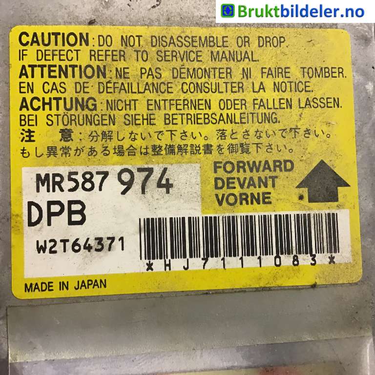 Airbag elektronikk til Mitsubishi L200 2006-2015 (Type IV)  (MITSUBISHI|MR587974|)