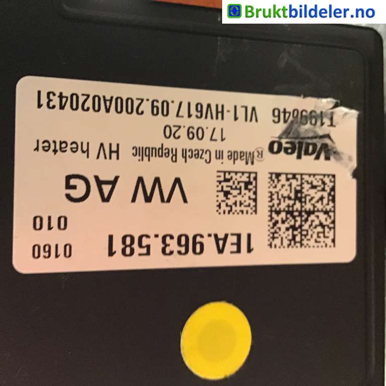 Varmeapparat register til VW ID.3 2020-->>  (VOLKSWAGEN|1EA 963 581|T199646|)