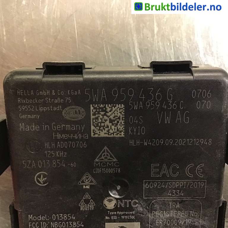 Styreenhet nøkkelfri/keyless til VW ID.3 2020-->>  (VOLKSWAGEN|5WA 959 436 G|5ZA 013 854-60|)