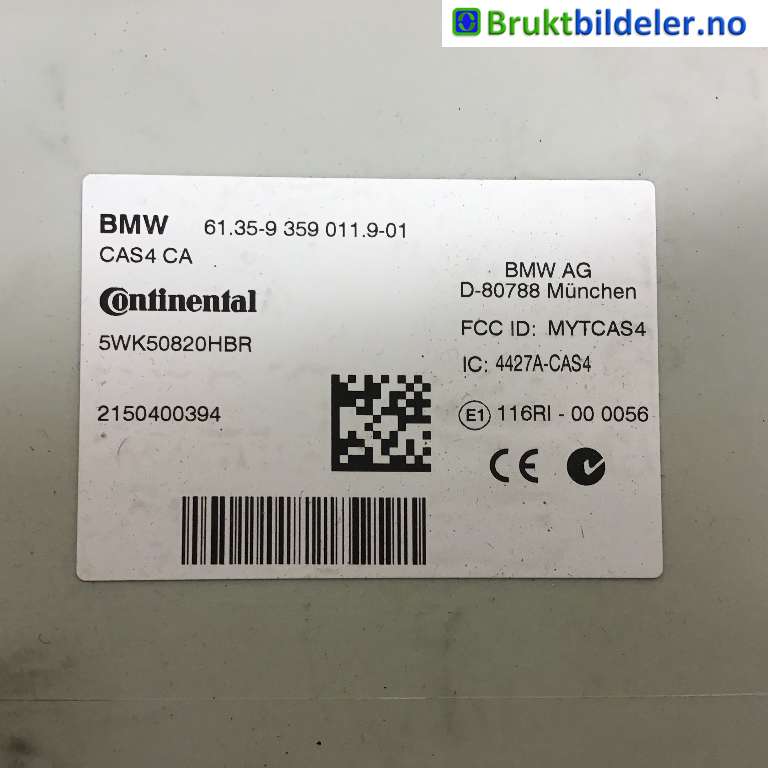 Styreenhet nøkkelfri/keyless til BMW 5-Serie 2010-2017 (F10/F11) (F10/F11) (BMW|61 35 9 359 011|5WK50820HBR|)