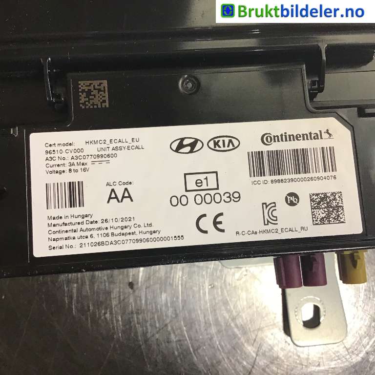 Styreenhet diverse til Kia EV6 2021-->>  (KIA|96510-CV000|A3C0770990600|)