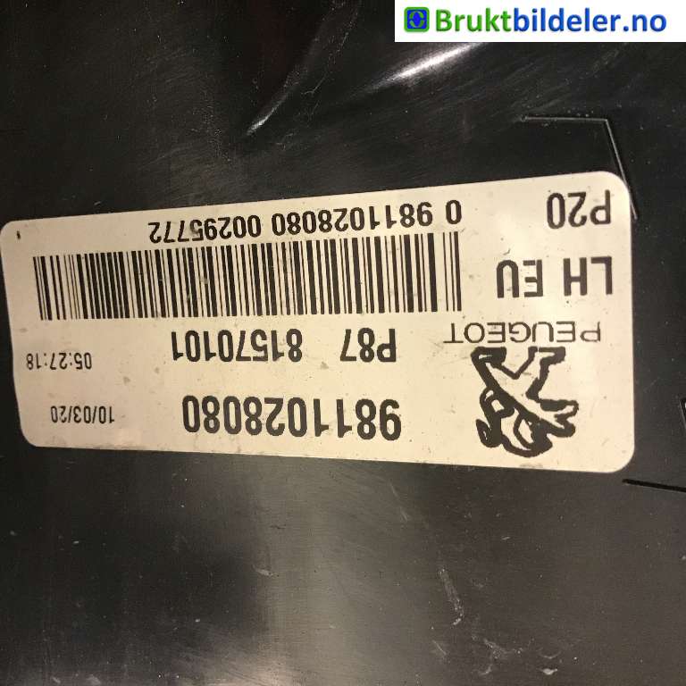 Baklykt venstre til Peugeot 5008 2017-->> (Type II)  (PEUGEOT|98 110 280 80|81570101|)