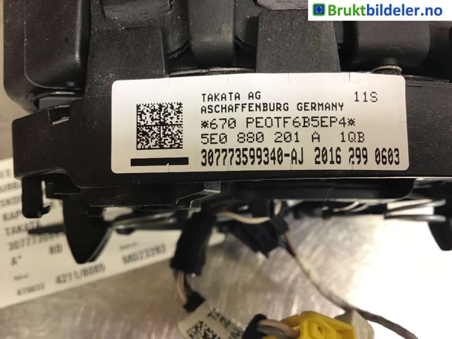 Airbag rattpute til Škoda Rapid 2012-2019 (SKODA|5E0 880 201 A|307773599340-AJ|)