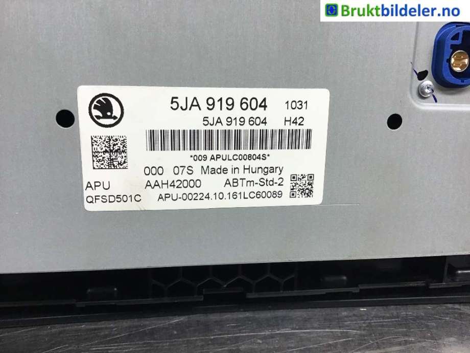 Bilstereo til Škoda Rapid 2012-2019 (SKODA|5JA 919 604|AAH42000|)
