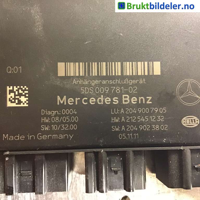 Styreenhet hengerfeste til Mercedes E-Klasse 2009-2013 (Fase 1) (W212) (W212) (MERCEDES|A 204 900 79 05|5DS 009 781-02|)