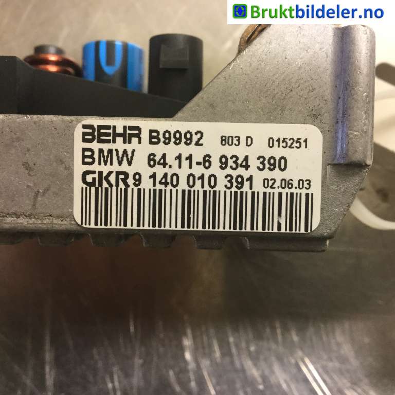 Varmeapparat motstand til BMW 7-Serie 2000-2008 (E65/E66/E67/E88) (E65/E66/E67/E88) (BMW|64 11-6 934 390|B9992|9 140 010 391)