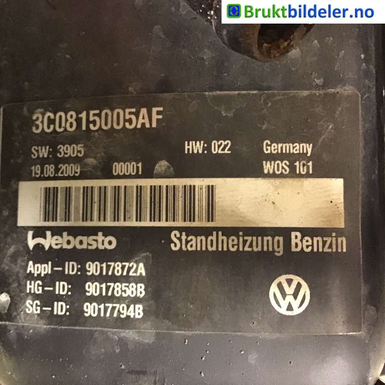 Bensinvarmer til VW CC 2008-2012 (PASSAT CC) (PASSAT CC) (VOLKSWAGEN|3C0 815 005 AF|9017872A|)