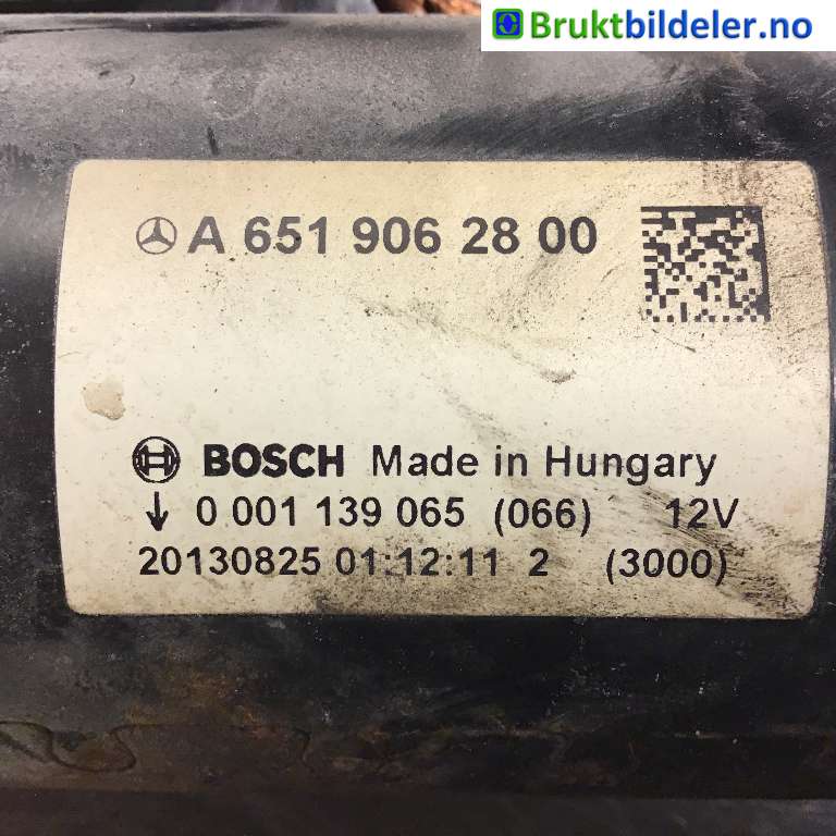 Starter diesel til Mercedes E-Klasse 2013-2016 (Fase 2) (W212) (W212) (MERCEDES|A 651 906 28 00|0 001 139 065|)