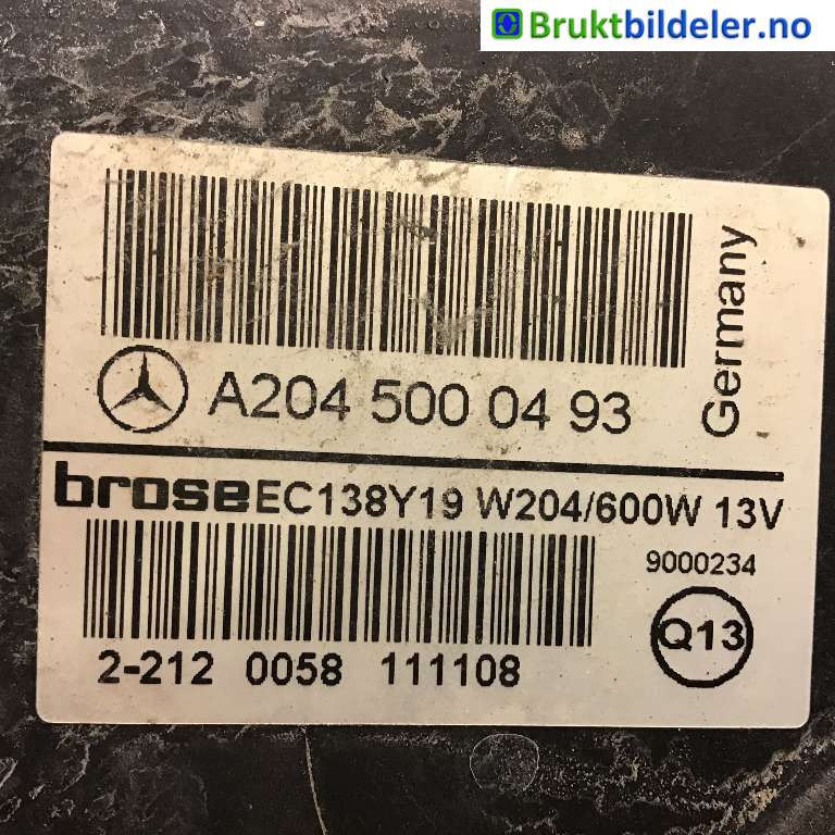Kjølevifte til Mercedes E-Klasse 2009-2013 (Fase 1) (W212) (W212) (MERCEDES|A 204 500 04 93|EC138Y19|)