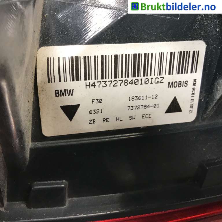 Baklykt høyre til BMW 3-Serie 2012-2018 (F30/F31/F34) (F30/F31/F34) (BMW|63 21 7 372 784-01|183611-12|)