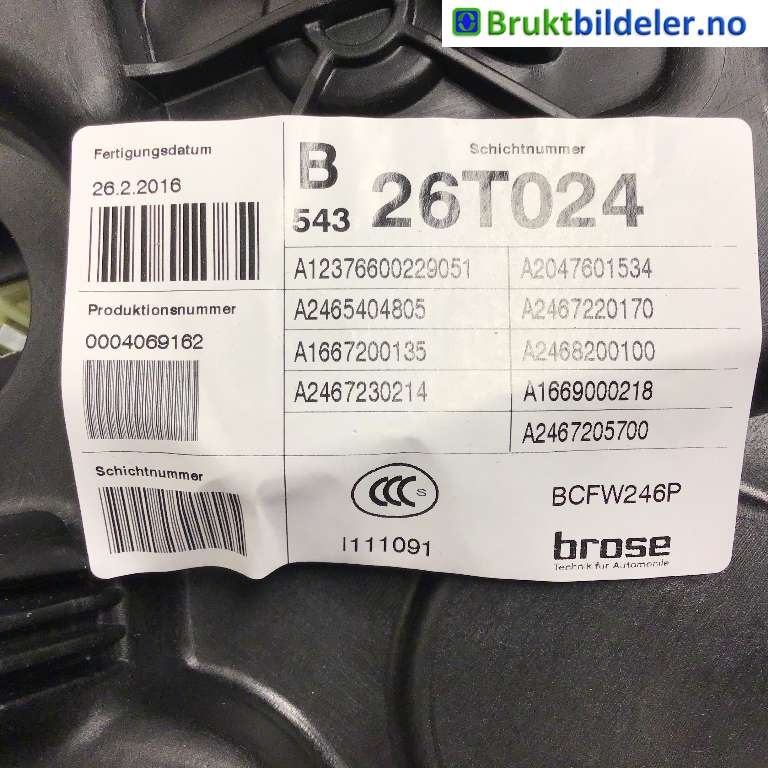 Ruteheis venstre foran til Mercedes B-Klasse 2011-2018 (W246) (W246) (MERCEDES|A 246 720 57 00|)