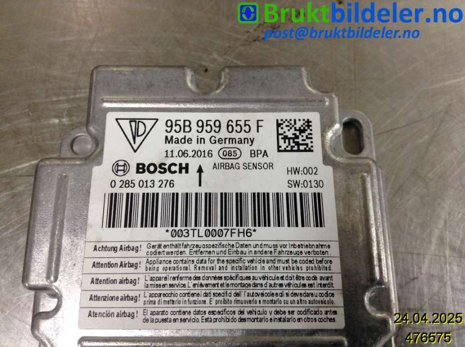 Airbag elektronikk til Porsche Macan 2014-->> (95B) (95B) (PORSCHE|95B 959 655 F|0 285 013 276|)