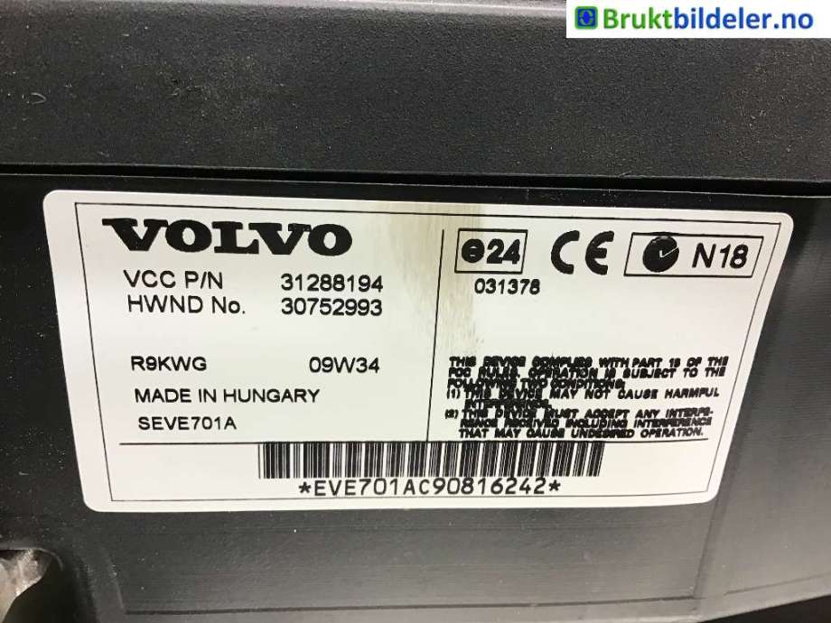 Bilstereo diverse til Volvo V70 2007-2013 (Type III, Fase 1)  (VOLVO|31288194|)
