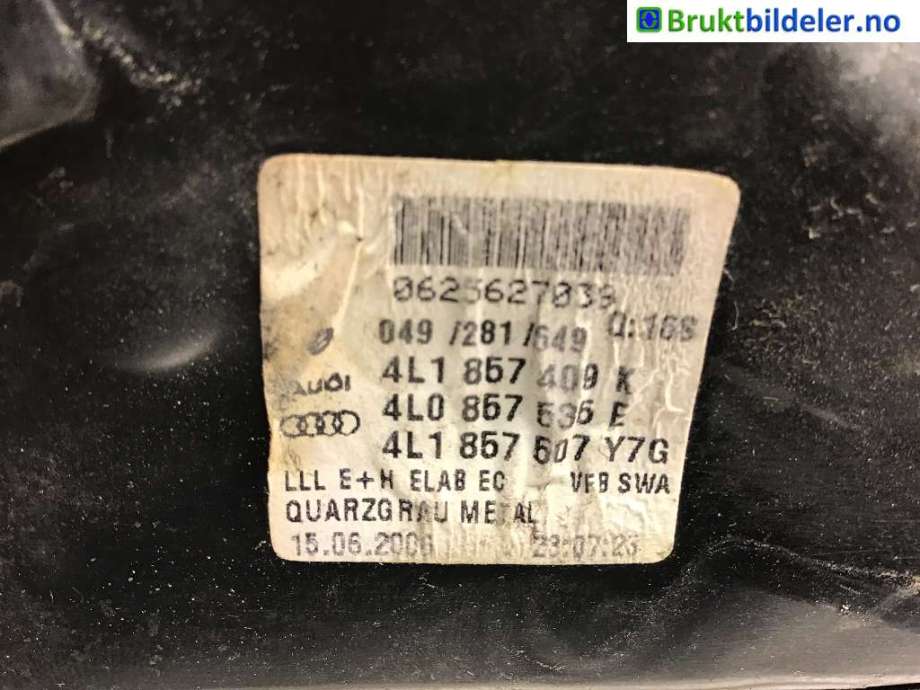 Speil venstre til Audi Q7 2006-2010 (Type I, Fase 1) (AUDI|4L1 857 409 AD||4L1 857 409 K)