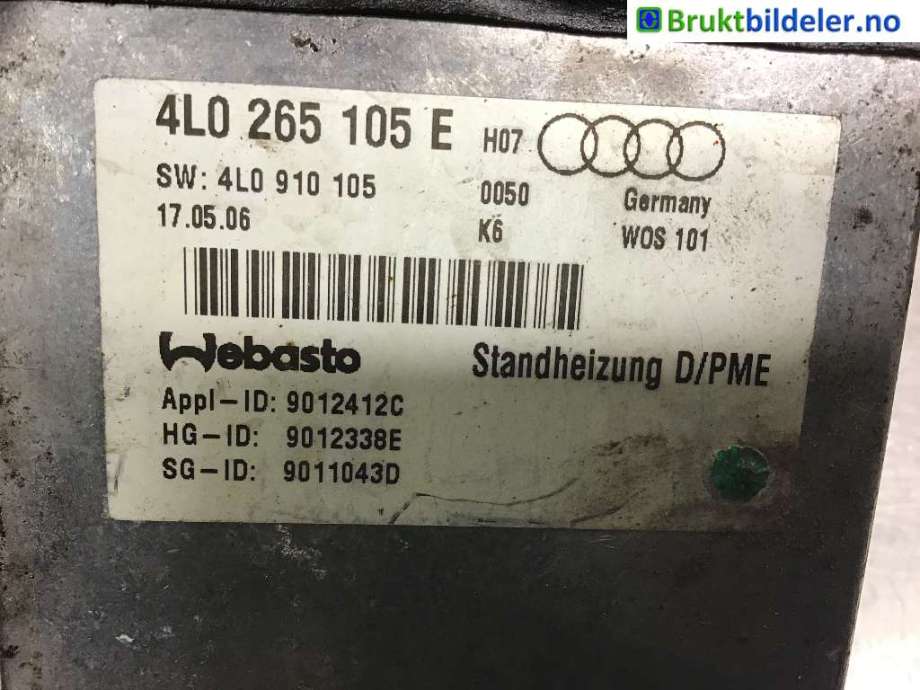 Dieselvarmer til Audi Q7 2006-2010 (Type I, Fase 1)  (AUDI|4L0 265 105 K||4L0 265 105 E)