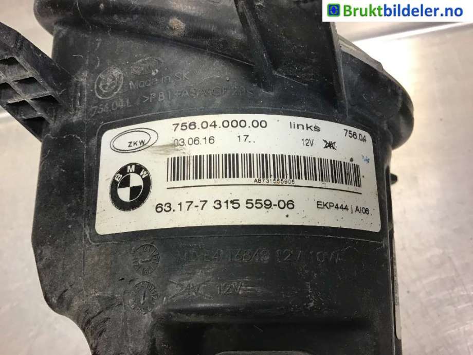 Tåkelykt venstre foran til BMW 3-Serie 2012-2018 (F30/F31/F34) (F30/F31/F34) (BMW|7 315 559-06|)