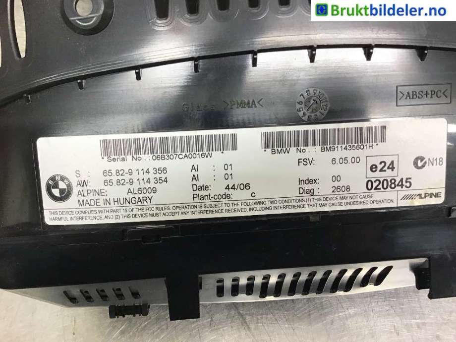 Multimedia display (MCU - Media Controller Unit) til BMW 5-Serie 2003-2010 (E60/E61) (E60/E61) (BMW|65.82-9 114 356|)