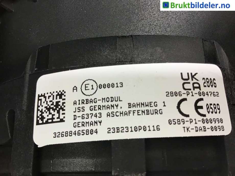 Airbag rattpute til BMW X5 2007-2013 (E70) (E70) (BMW||32688465804)