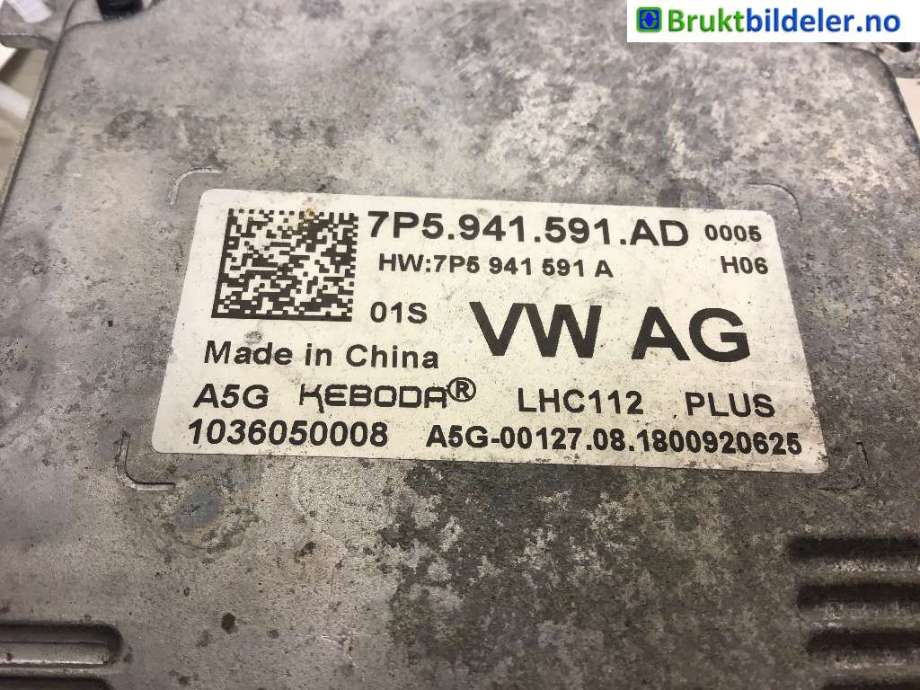 Styreenhet xenon/ballast til VW e-Golf, 2017-2020 (Fase 2) (VOLKSWAGEN|7P5 941 591 AD)