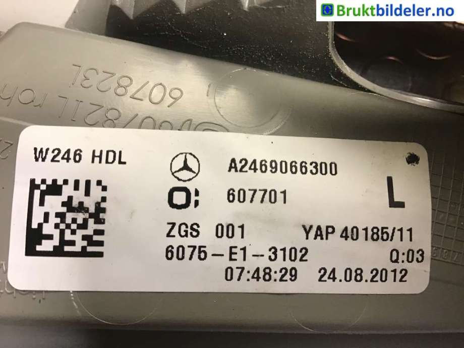 Baklykt venstre indre til Mercedes B-Klasse 2011-2018 (W246) (W246) (MERCEDES|A 246 906 63 00|)
