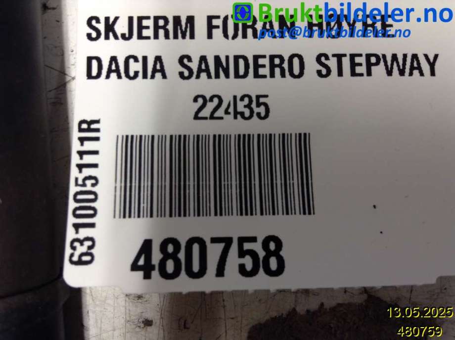 Skjerm venstre foran til Peugeot 3008 2009-2016 (Type I)  (PEUGEOT|7840 W9|)