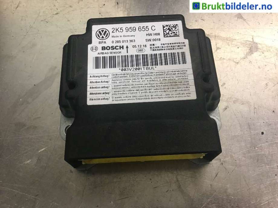 Airbag elektronikk til VW Caddy 2015-2020 (Type III, Fase 3)  (VOLKSWAGEN|2K5 959 655 C|0 285 013 363)