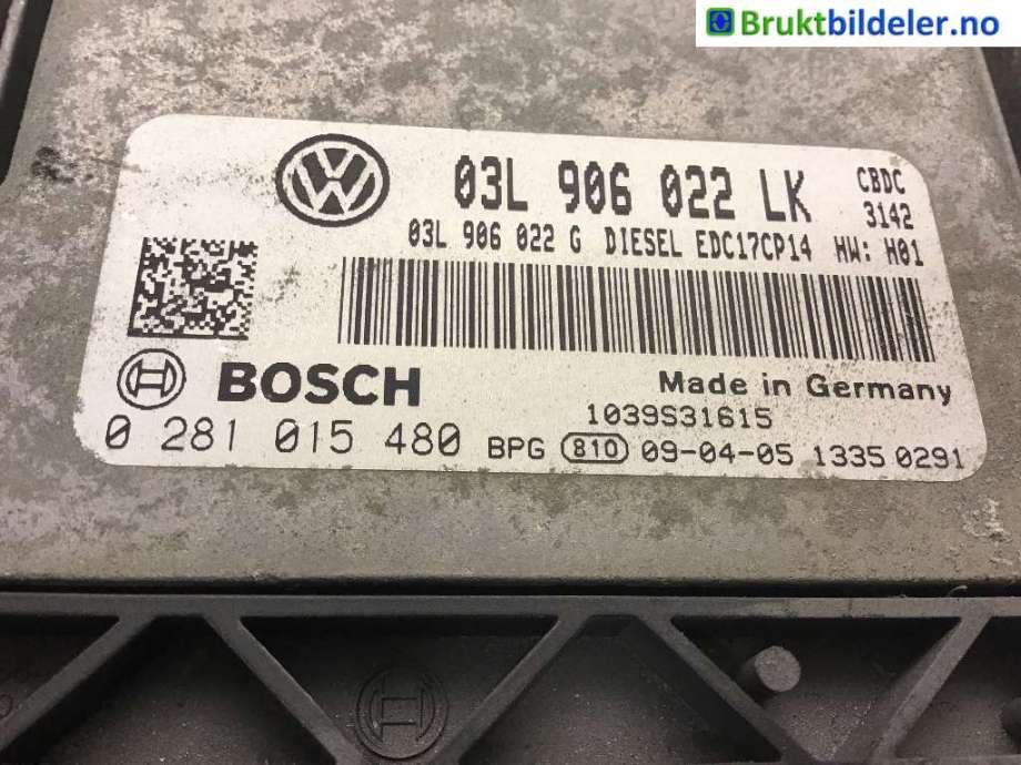 Styreenhet motor til VW Golf, Plus/Cross, 2009-2013 (Fase 2)  (VOLKSWAGEN|03L 906 022 LK)
