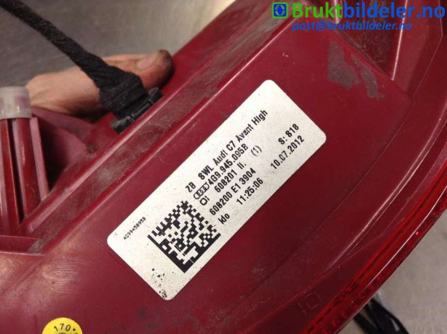 Baklykt venstre til Audi A6 2011-2014 (Type IV, Fase 1) (C7) (C7) (AUDI|4G9 945 095 B|)