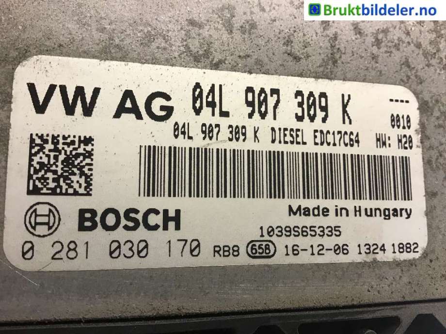 Styreenhet motor til VW Caddy, 2015-2020 (Type III, Fase 3)  (VOLKSWAGEN|04L 907 309 K)