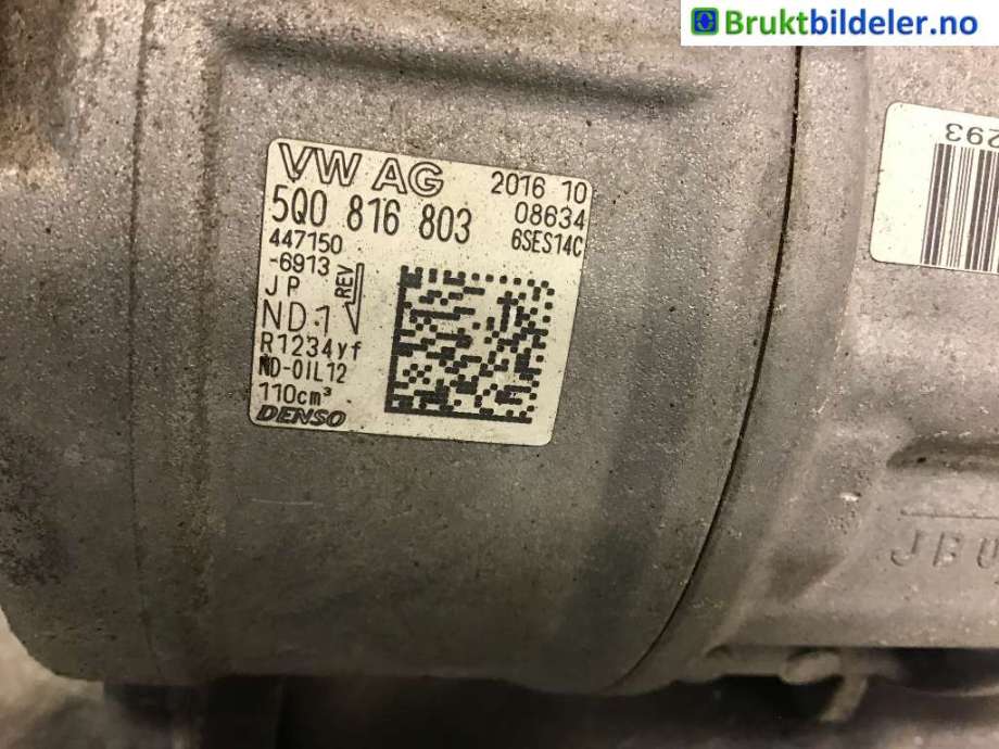 Aircondition kompressor til VW Caddy, 2015-2020 (Type III, Fase 3)  (VOLKSWAGEN|5Q0 816 803)