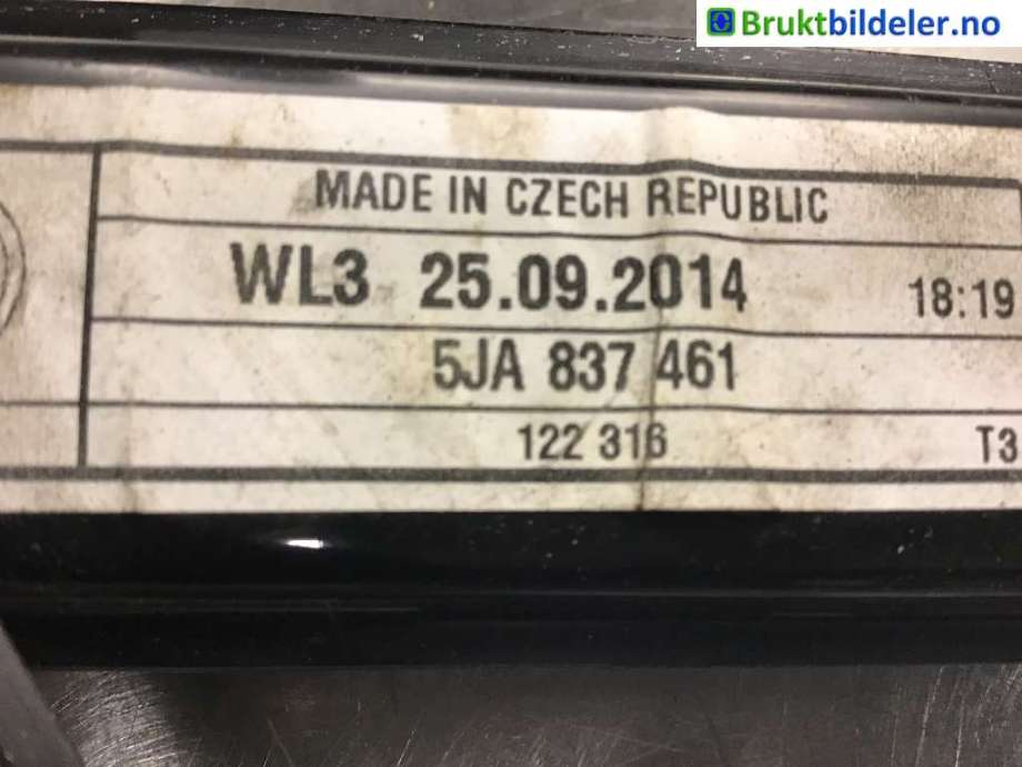 Ruteheis til Škoda Rapid, 2012-2019  (SKODA|5JA 837 461)
