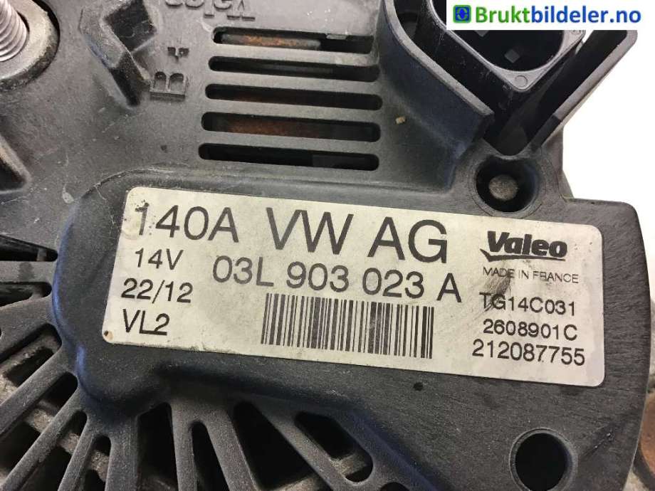 Dynamo til VW Touran, 2010-2015 (Type I, Fase 3)  (VOLKSWAGEN|03L 903 023 A)