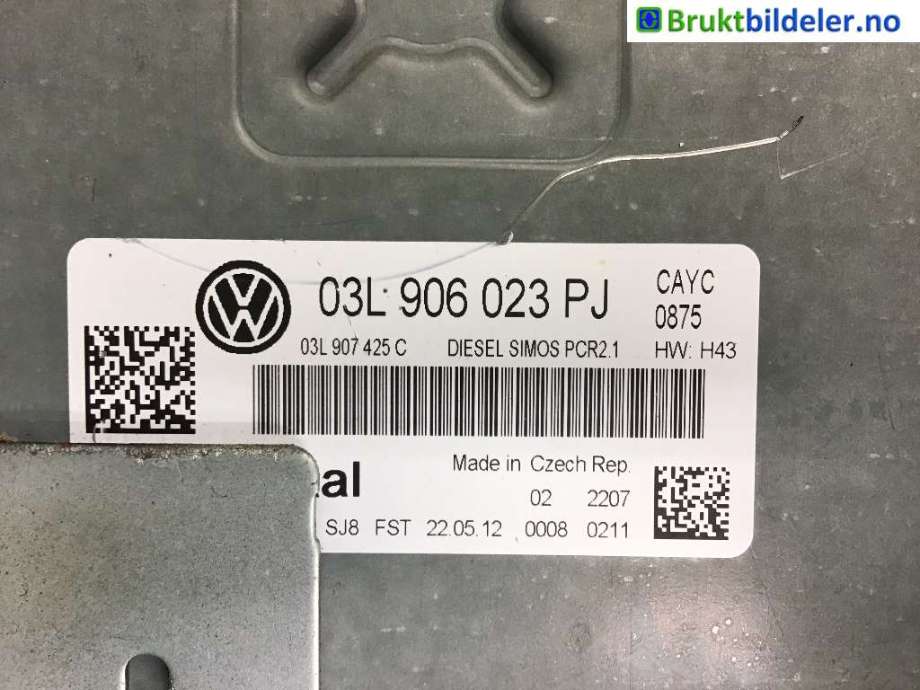 Styreenhet motor til VW Touran, 2010-2015 (Type I, Fase 3)  (VOLKSWAGEN|03L 906 023 PJ)