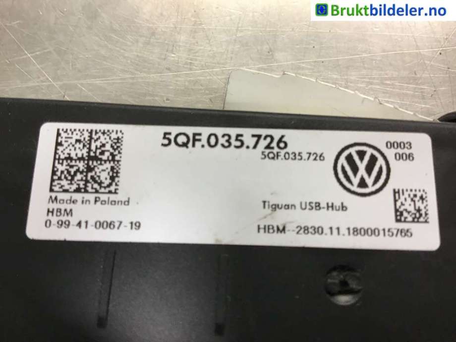 Diverse deler til VW Tiguan, 2016-2020 (Type II, Fase 1)  (VOLKSWAGEN|5QF 035 726)