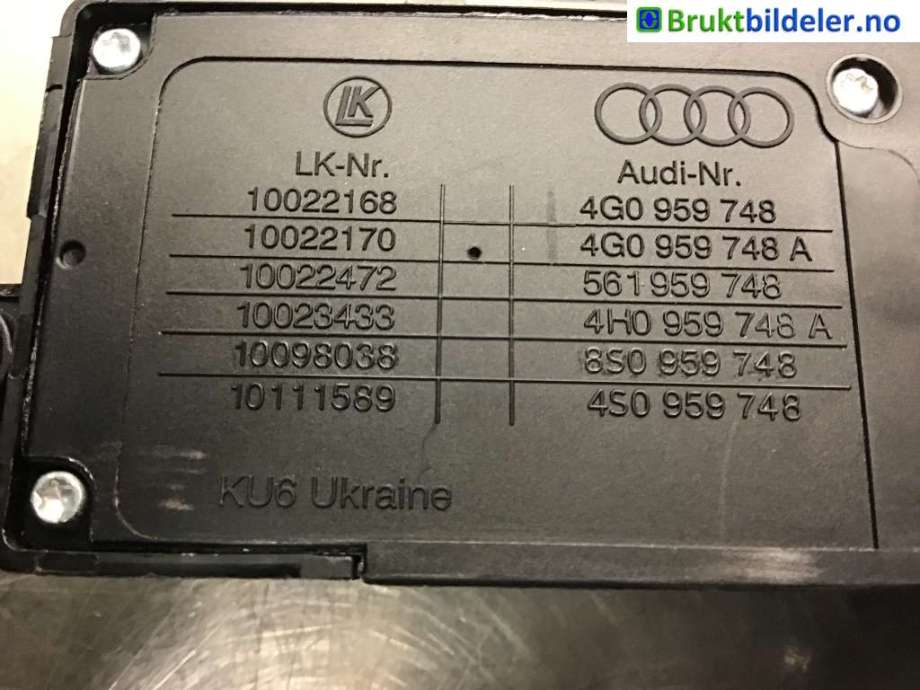 Bryter diverse til VW Tiguan 2016-2020 (Type II, Fase 1)  (VOLKSWAGEN|4G0 959 748 A|)