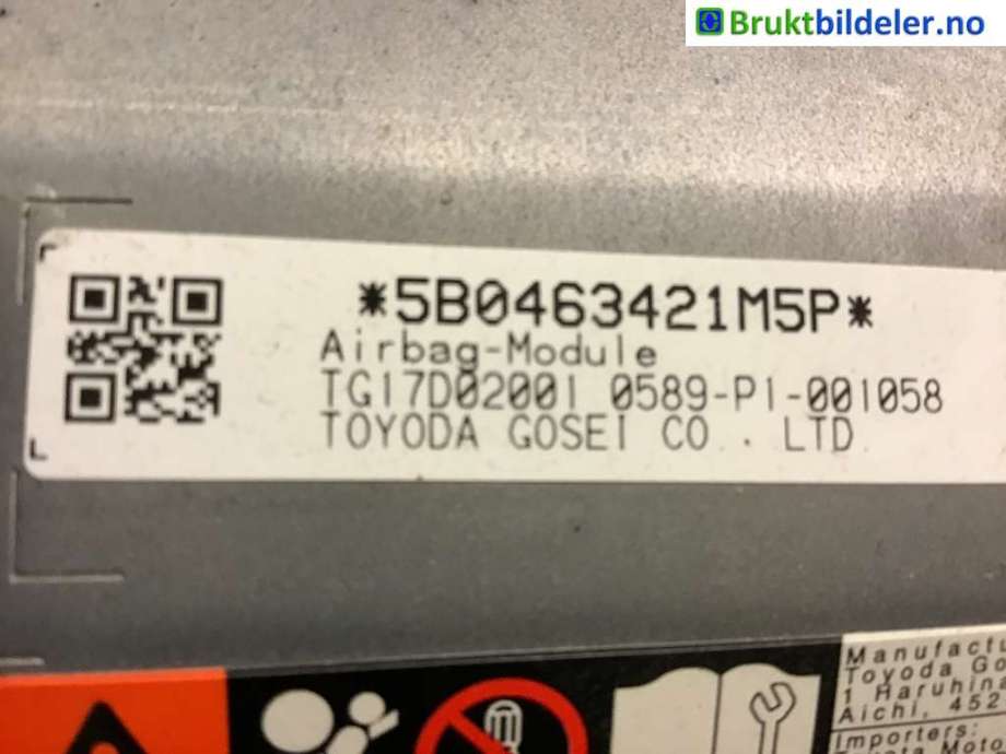 Airbag passasjer til Toyota RAV4 2019-->> (Type V)  (TOYOTA|TG17D02001 0589||5B0463421M5P)