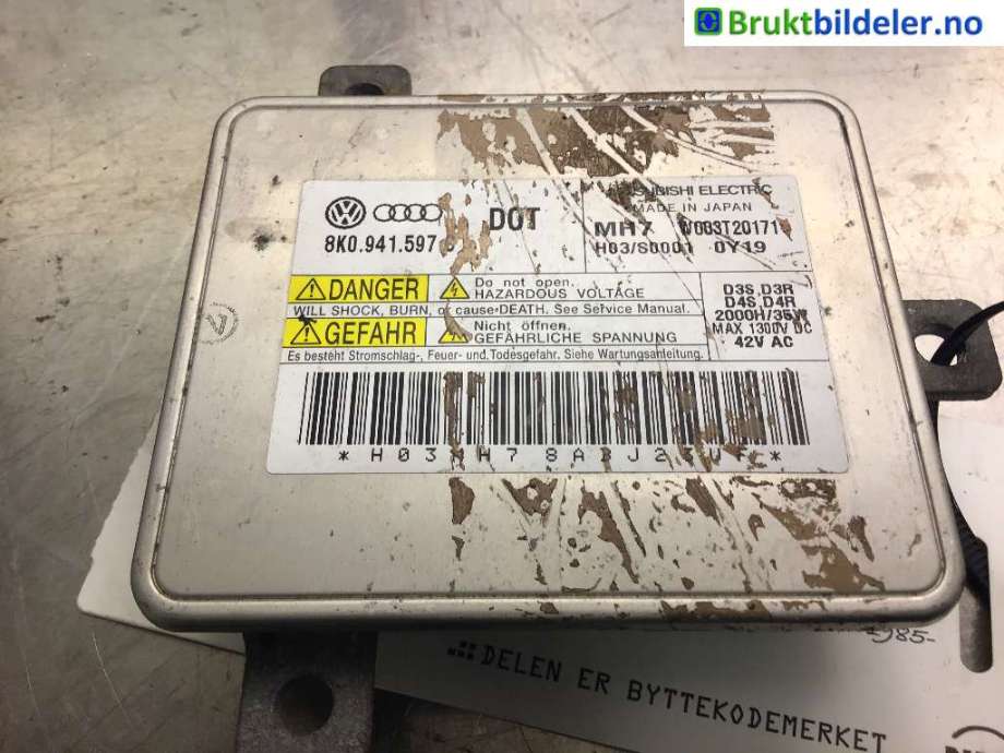 Styreenhet xenon/ballast til Audi A4, Allroad 2009-2016 (Type I) (B8) (B8) (AUDI|8K0 941 597 C|W003T20171|)