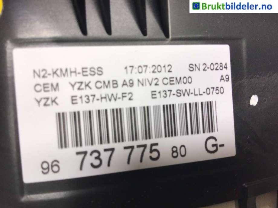 Instrumentpanel til Peugeot 208 2012-2019 (Type I)  (PEUGEOT|98 737 775 80 G|)