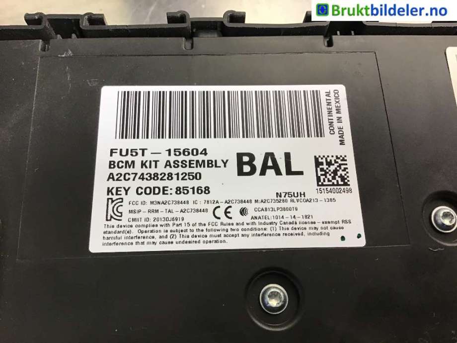Sikringsboks til Ford Mondeo, 2014-2019 (Type V, Fase 1)  (FORD|FU5T-15604-BAJ)