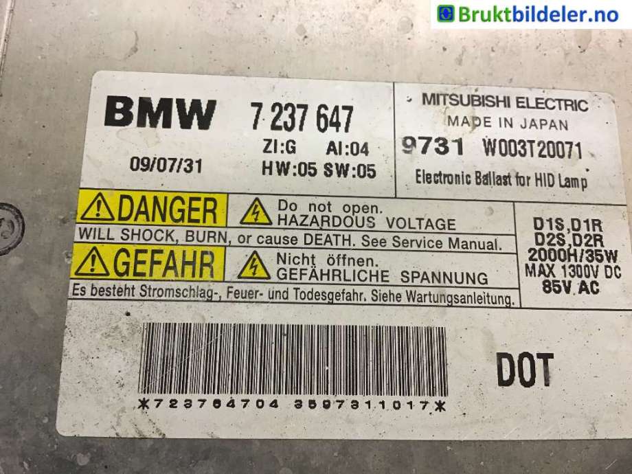 Styreenhet xenon/ballast til BMW 3-Serie, 2005-2011 (E90/E91/E92/E93) (E90/E91/E92/E93) (BMW|7 237 647)