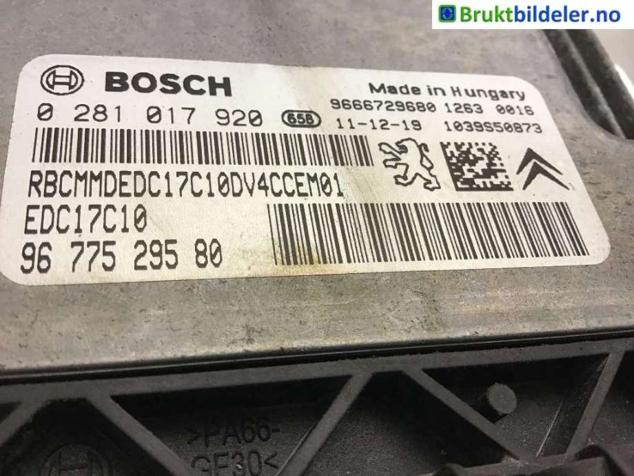 Styreenhet motor til Citroën C3 2010-2016 (Type II)  (CITROEN|96 742 540 80|0 281 017 920|)